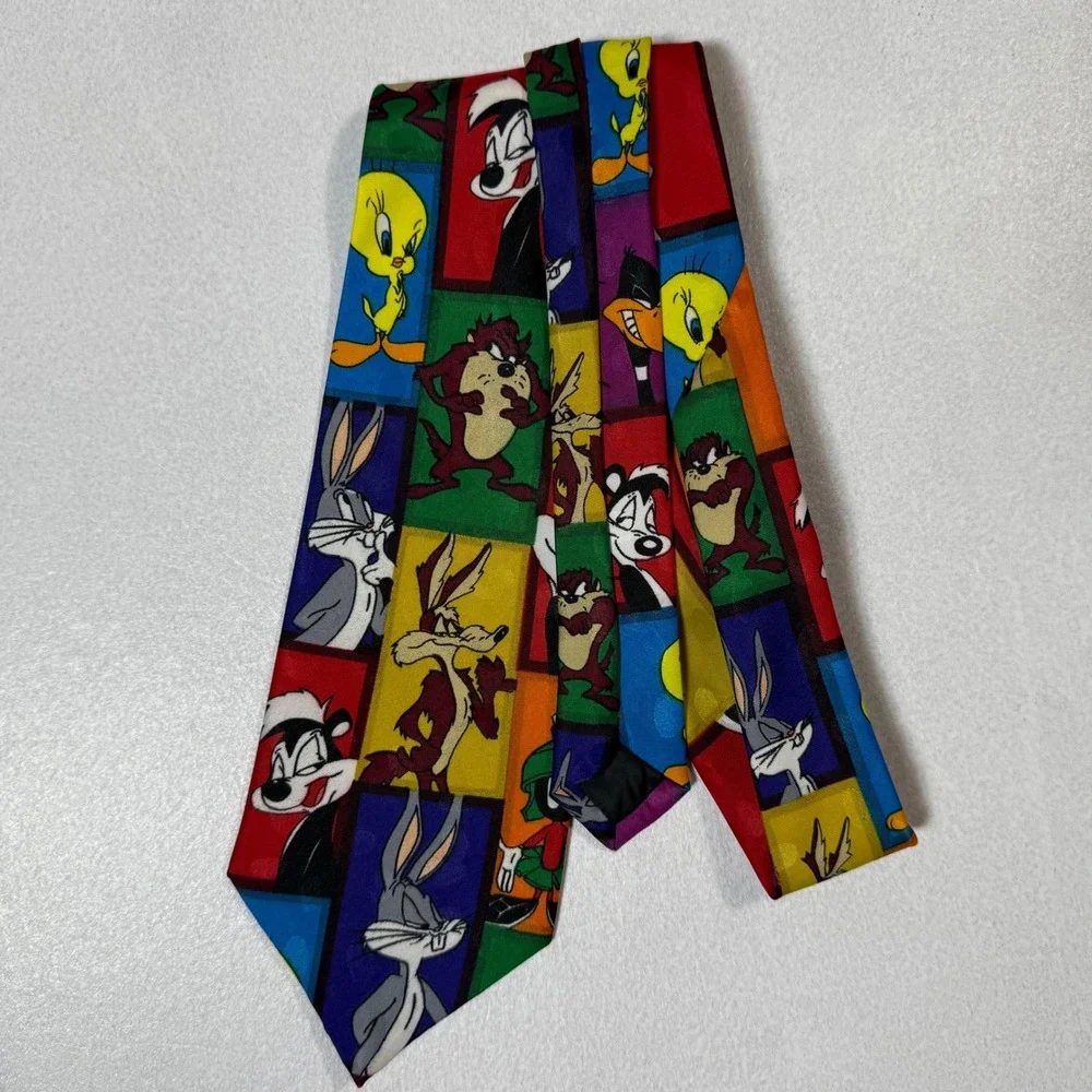 Looney Tunes Mania Silk‎ Necktie Tie Bugs Bunny Marvin The Martian Taz Sylvester